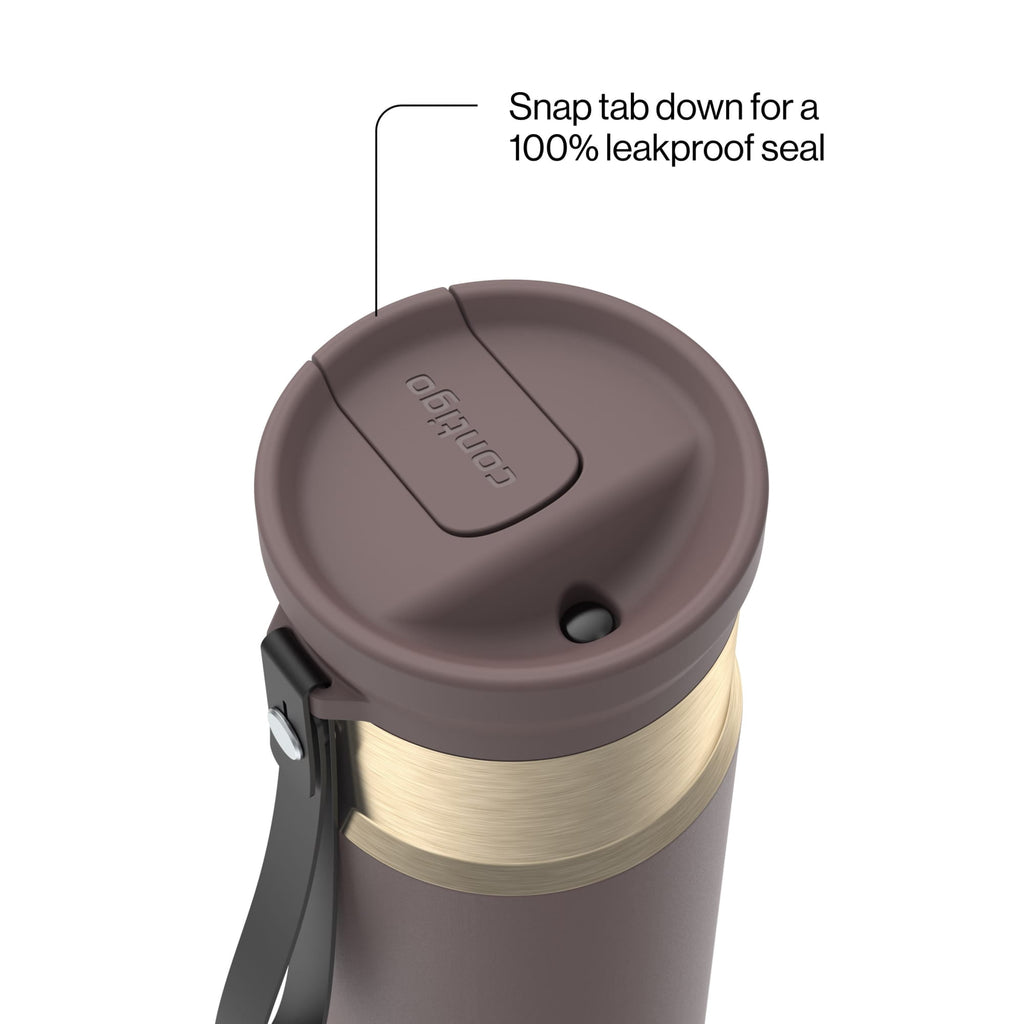 Contigo SnapSeal 16 oz Leakproof Stainless Steel Water Bottle with Carrying Strap C048V