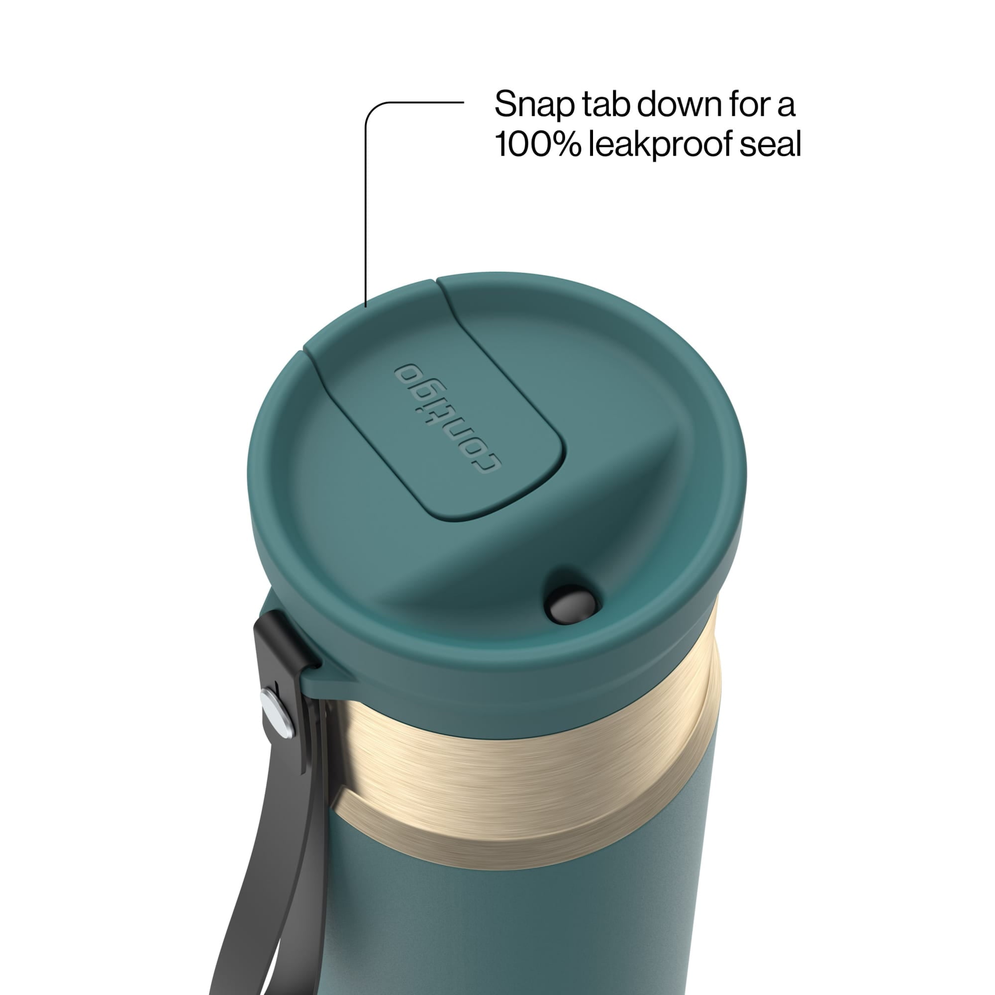 Contigo SnapSeal 16 oz Leakproof Stainless Steel Water Bottle with Carrying Strap C048V