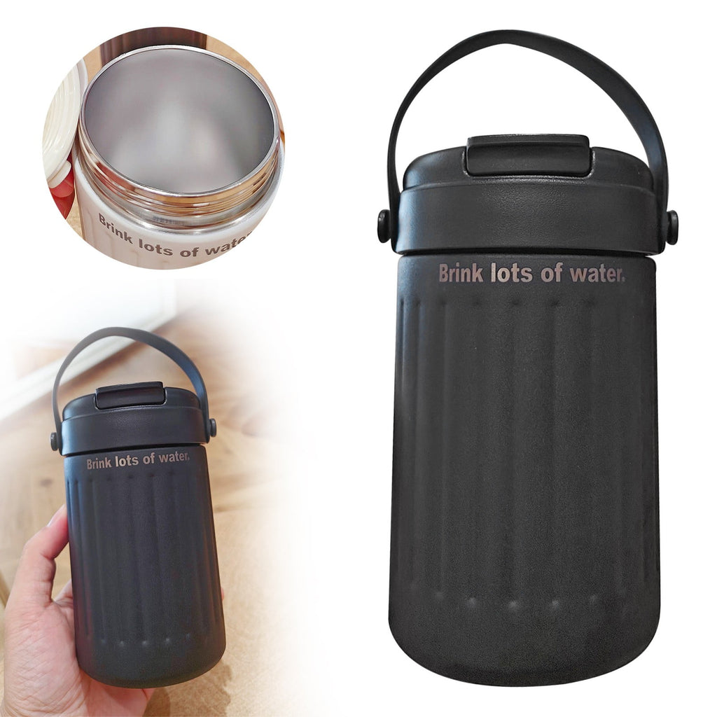 BinKFF Simple Modern Travel Coffee Mug, Insulated Coffee Tumblers with Lid, Double Walled Iced Travel Coffee Mug for Woman and Man Stainless Steel Tumbler with Handle C442K