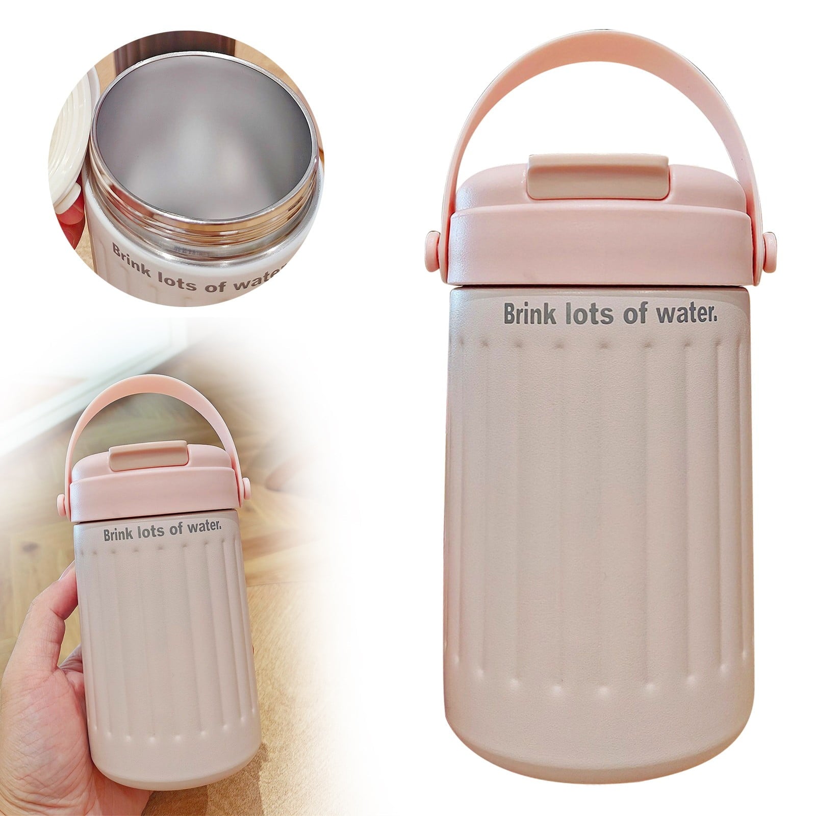 BinKFF Simple Modern Travel Coffee Mug, Insulated Coffee Tumblers with Lid, Double Walled Iced Travel Coffee Mug for Woman and Man Stainless Steel Tumbler with Handle C442K