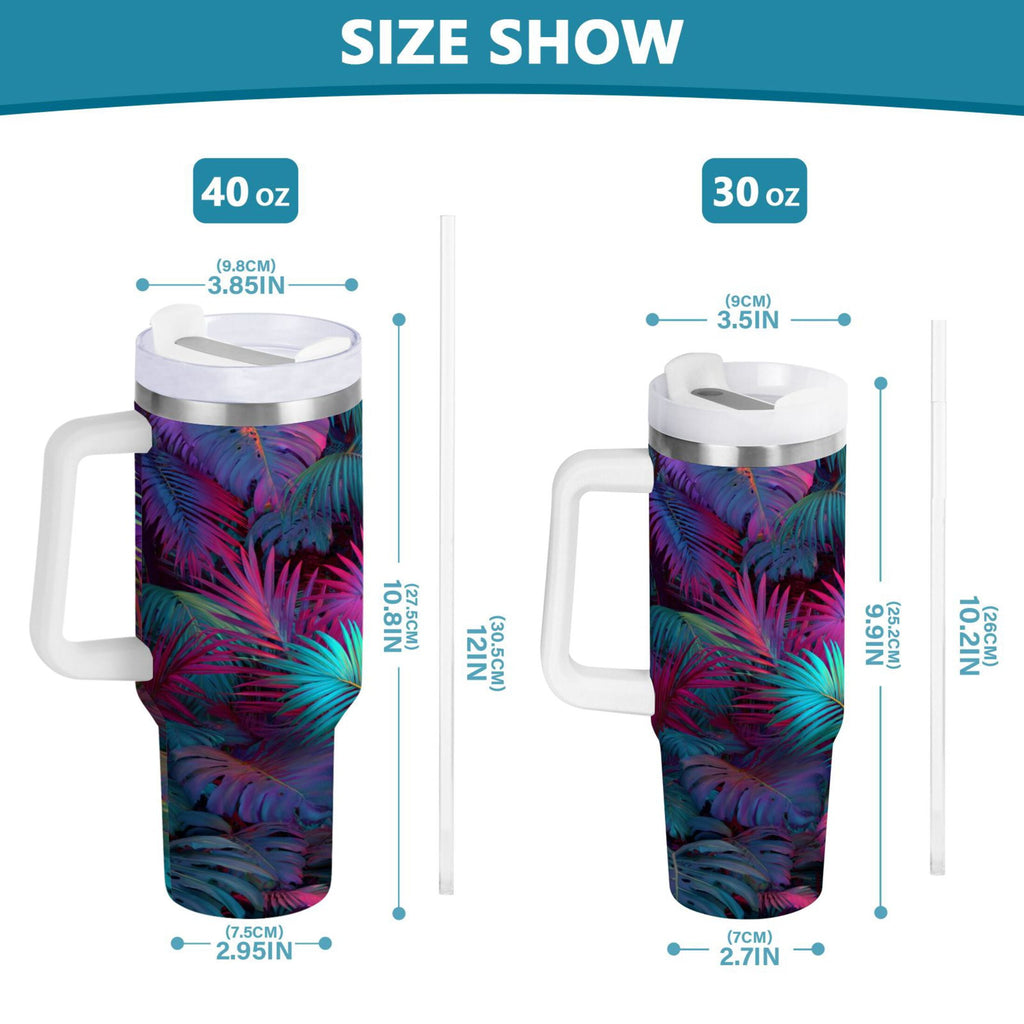 30 oz Insulated Stainless Steel Tumbler Double Wall Stainless Steel Tumbler with 2-Way Drinking Vibrant and Shimmering Jungle C470E