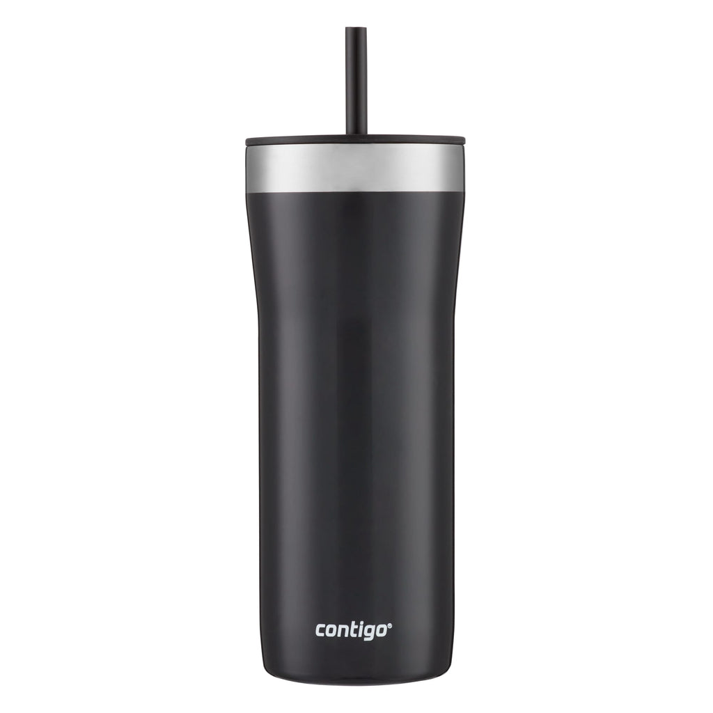 Contigo Streeterville Stainless Steel Tumbler with Plastic Straw and Splash-Proof Lid, Licorice, 32 fl. oz C122Z