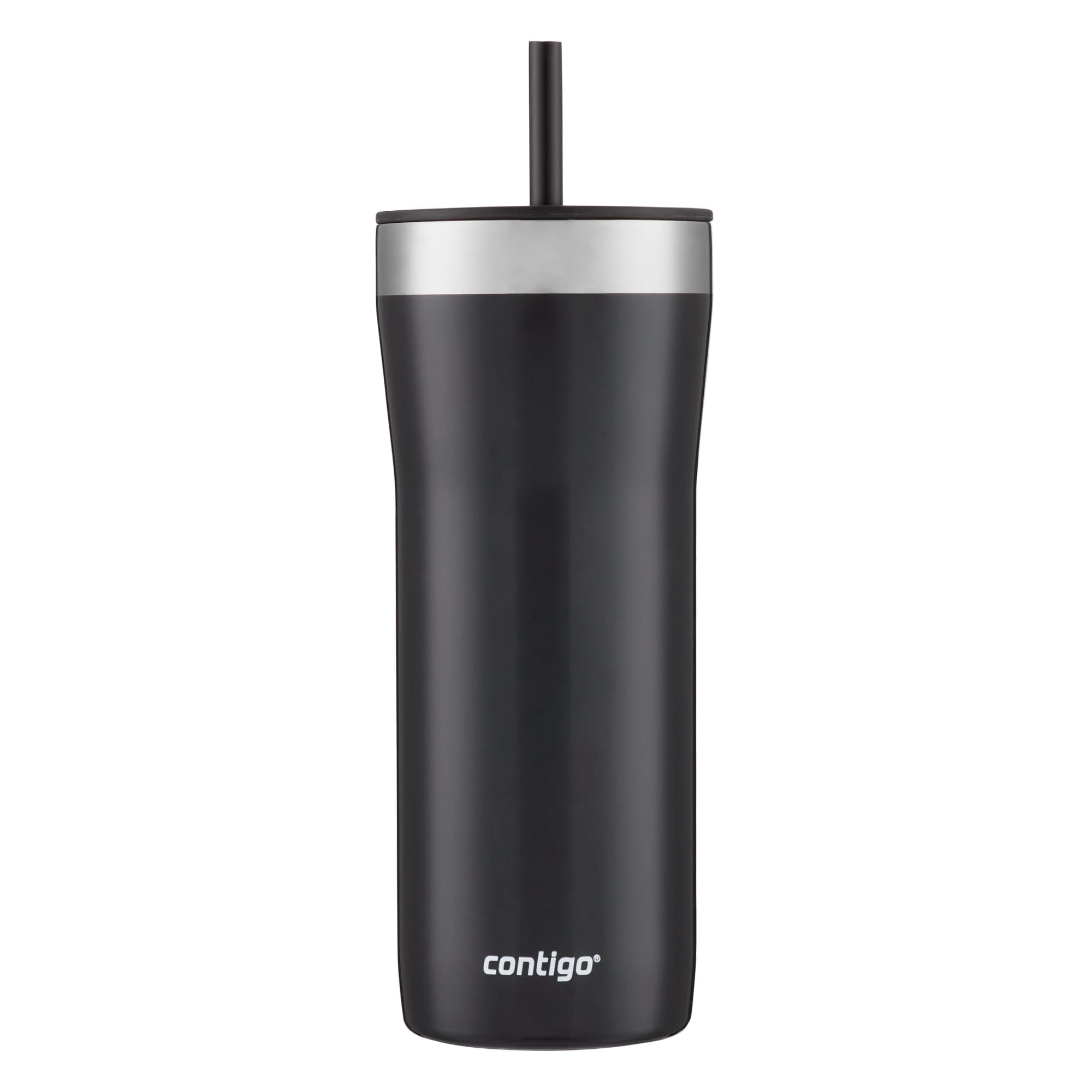 Contigo Streeterville Stainless Steel Tumbler with Plastic Straw and Splash-Proof Lid, Licorice, 32 fl. oz C122Z