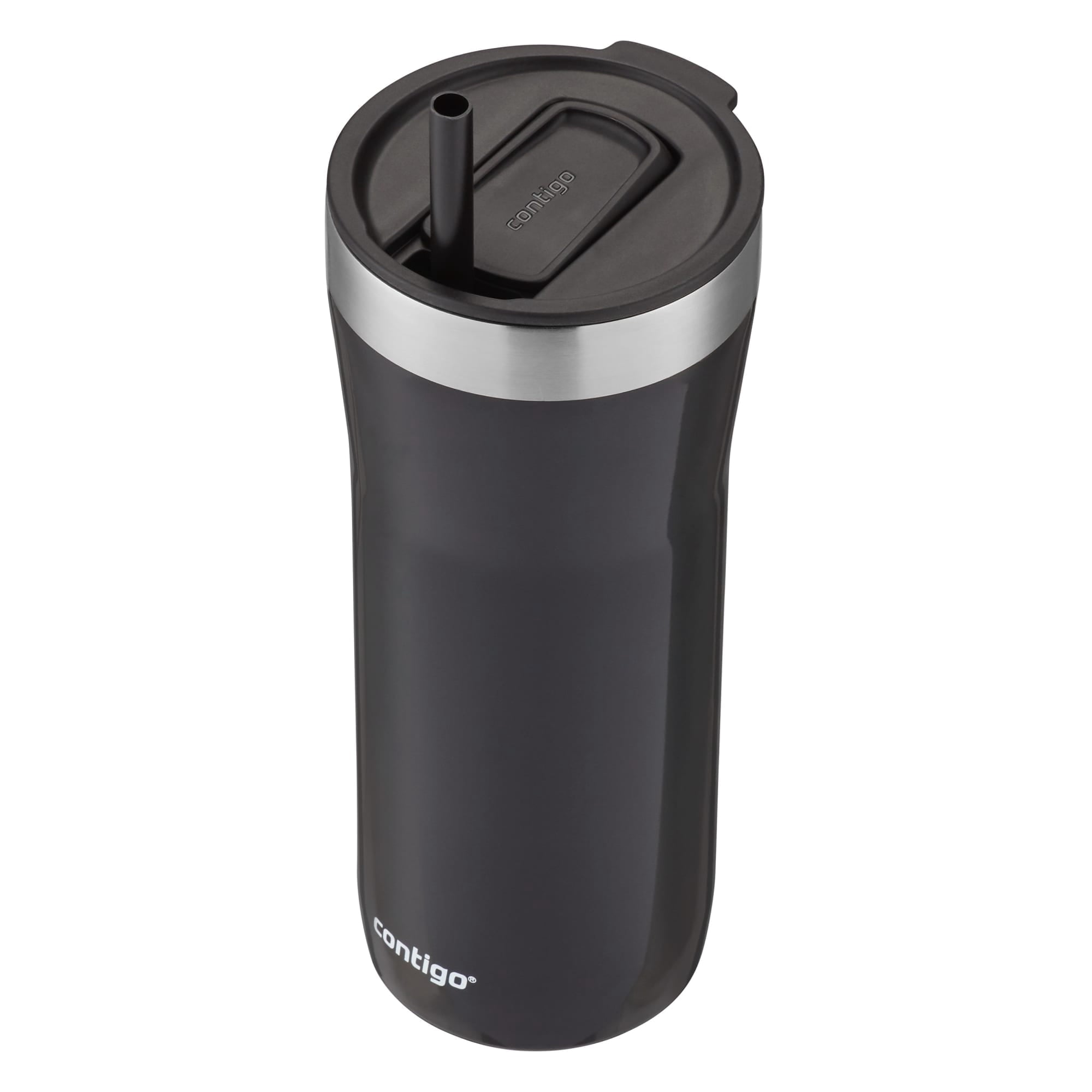 Contigo Streeterville Stainless Steel Tumbler with Plastic Straw and Splash-Proof Lid, Licorice, 32 fl. oz C122Z