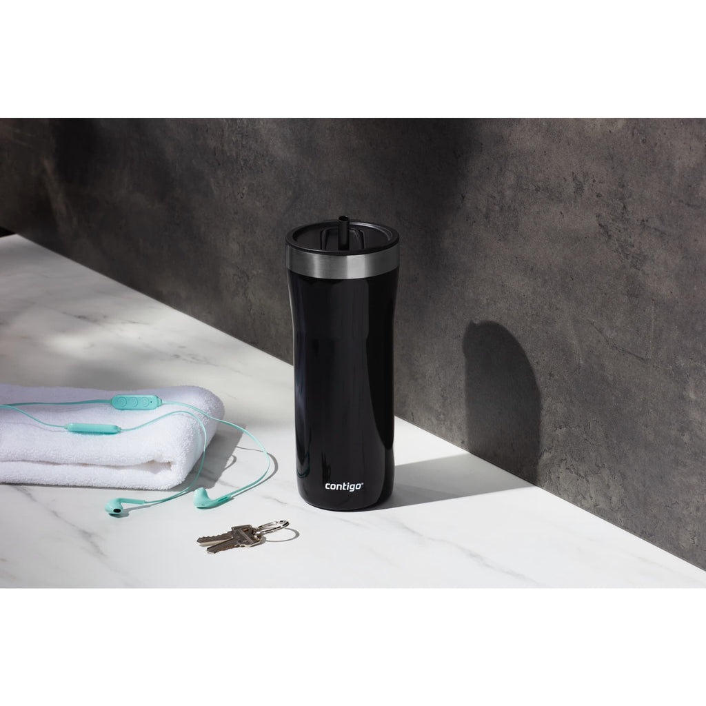 Contigo Streeterville Stainless Steel Tumbler with Plastic Straw and Splash-Proof Lid, Licorice, 32 fl. oz C122Z