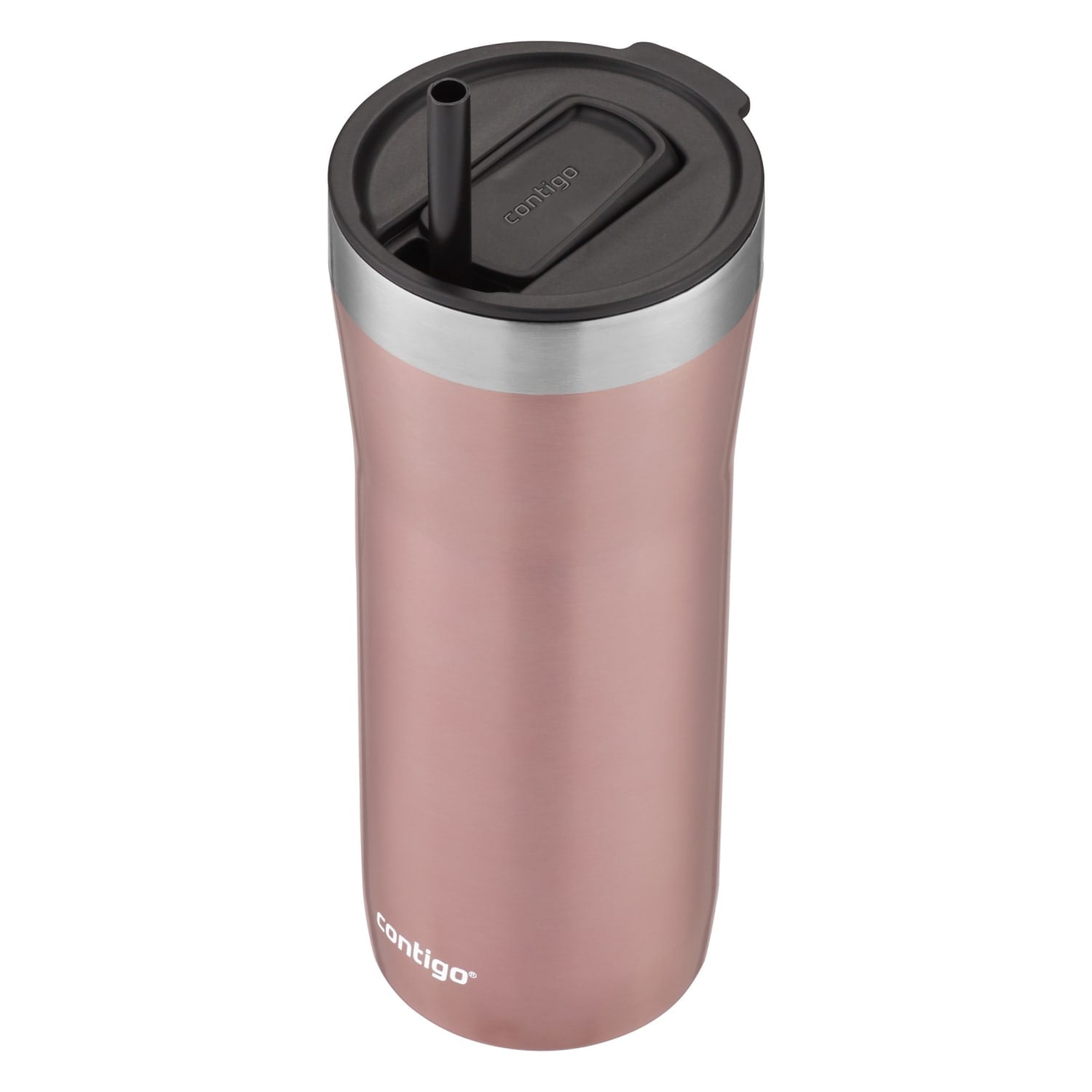 Contigo Streeterville Stainless Steel Tumbler with Plastic Straw and Splash-Proof Lid, Licorice, 32 fl. oz C122Z