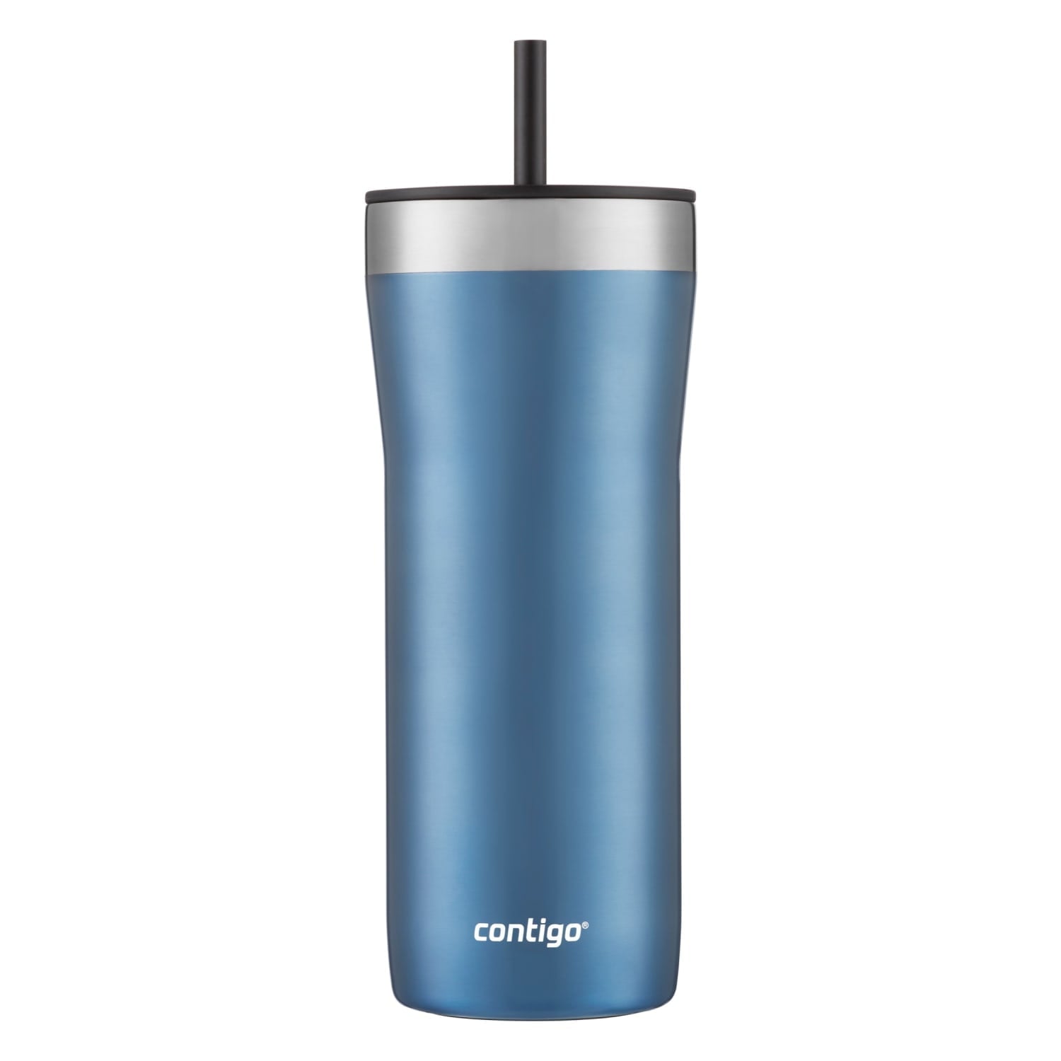 Contigo Streeterville Stainless Steel Tumbler with Plastic Straw and Splash-Proof Lid, Licorice, 32 fl. oz C122Z