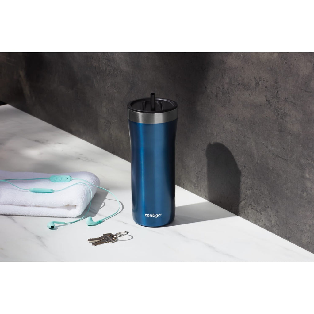 Contigo Streeterville Stainless Steel Tumbler with Plastic Straw and Splash-Proof Lid, Licorice, 32 fl. oz C122Z