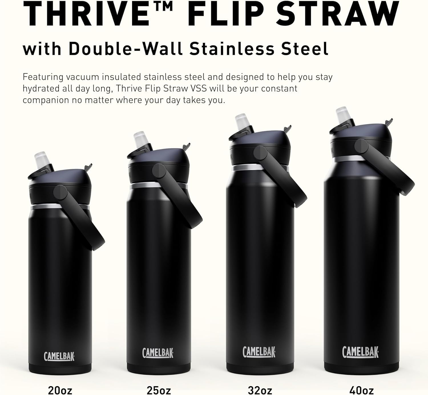 CamelBak Thrive™ Flip Straw Insulated Stainless Steel Water Bottle, 20oz, Moss C363M