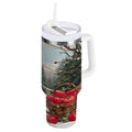 30 oz Insulated Stainless Steel Tumbler Double Wall Stainless Steel Tumbler with 2-Way Drinking Apples and Baskets C529N