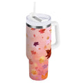 30 oz Insulated Stainless Steel Tumbler Double Wall Stainless Steel Tumbler with 2-Way Drinking Autumn Leaves Falling C588F