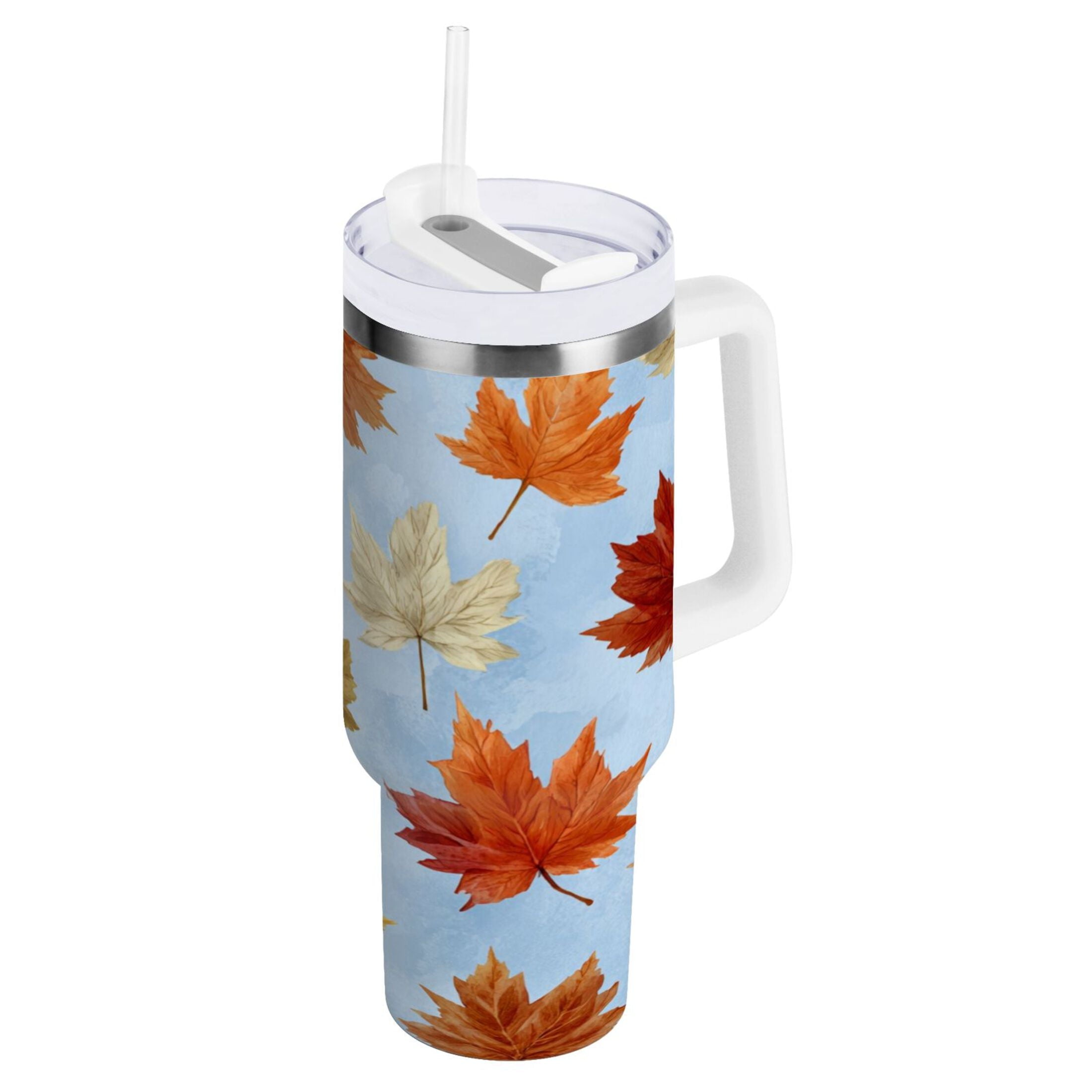 30 oz Insulated Stainless Steel Tumbler Double Wall Stainless Steel Tumbler with 2-Way Drinking Autumn Maple Leaves C641A