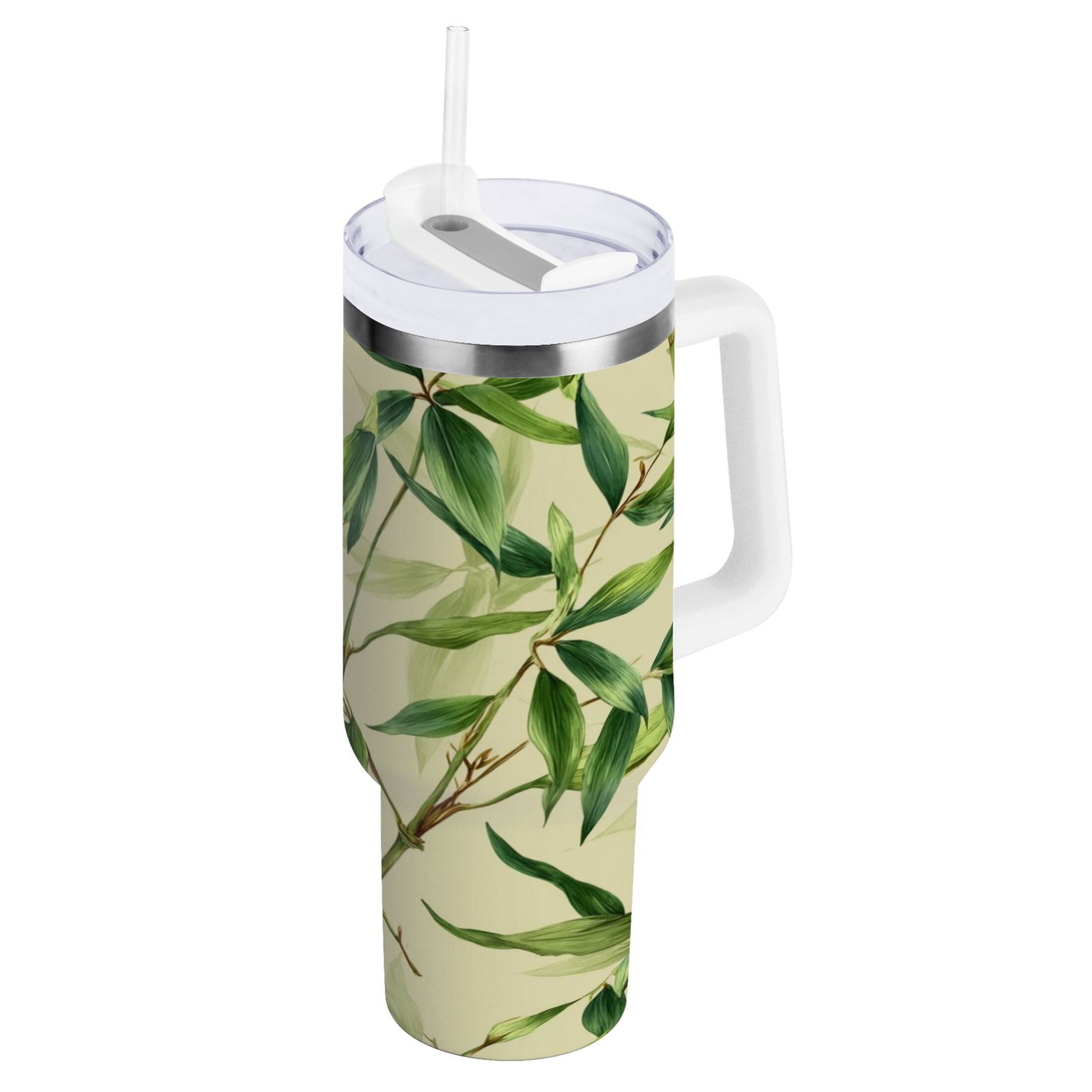 30 oz Insulated Stainless Steel Tumbler Double Wall Stainless Steel Tumbler with 2-Way Drinking Bamboo Pattern C558J