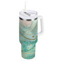 30 oz Insulated Stainless Steel Tumbler Double Wall Stainless Steel Tumbler with 2-Way Drinking Beautiful Swirling Lines C509N