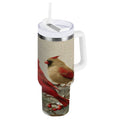 30 oz Insulated Stainless Steel Tumbler Double Wall Stainless Steel Tumbler with 2-Way Drinking Bird and Snow-covered Trees C615B
