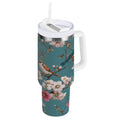 30 oz Insulated Stainless Steel Tumbler Double Wall Stainless Steel Tumbler with 2-Way Drinking Birds and Cherry Pattern C537C