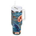 30 oz Insulated Stainless Steel Tumbler Double Wall Stainless Steel Tumbler with 2-Way Drinking Birds and Flowers C552B