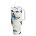 30 oz Insulated Stainless Steel Tumbler Double Wall Stainless Steel Tumbler with 2-Way Drinking Blue Watercolor Butterflies C572C