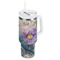30 oz Insulated Stainless Steel Tumbler Double Wall Stainless Steel Tumbler with 2-Way Drinking Bluebird and Flower C538C