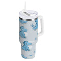 30 oz Insulated Stainless Steel Tumbler Double Wall Stainless Steel Tumbler with 2-Way Drinking Cartoon Blue Dinosaurs C495T