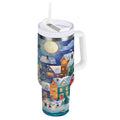 30 oz Insulated Stainless Steel Tumbler Double Wall Stainless Steel Tumbler with 2-Way Drinking Charming Christmas Scene C546C