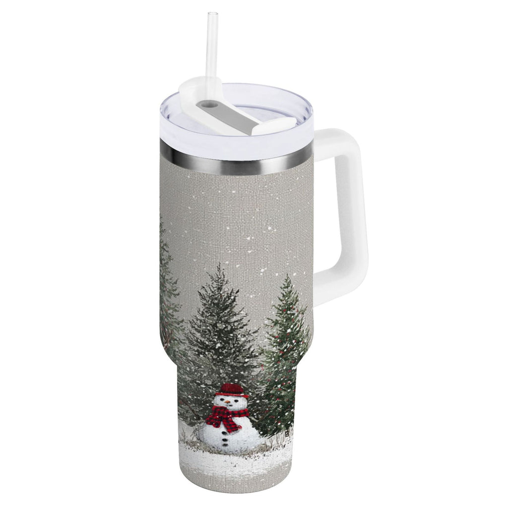 30 oz Insulated Stainless Steel Tumbler Double Wall Stainless Steel Tumbler with 2-Way Drinking Christmas Deer and Snowmen C619H