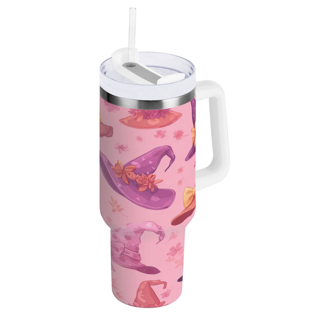 30 oz Insulated Stainless Steel Tumbler Double Wall Stainless Steel Tumbler with 2-Way Drinking Colorful Hat Pattern C543A