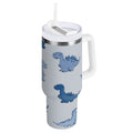 30 oz Insulated Stainless Steel Tumbler Double Wall Stainless Steel Tumbler with 2-Way Drinking Cute Blue Dinosaurs C580T