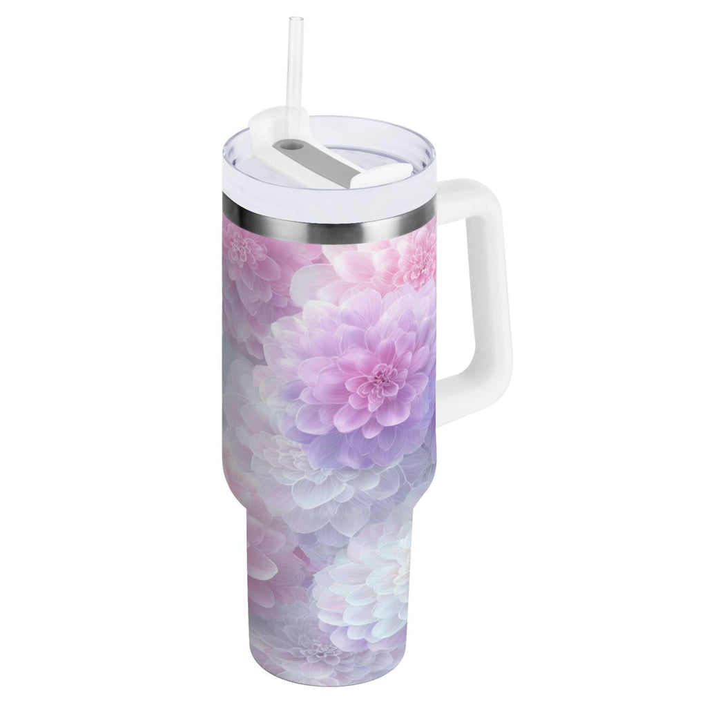 30 oz Insulated Stainless Steel Tumbler Double Wall Stainless Steel Tumbler with 2-Way Drinking Cute Pastel Watercolor Floral C578A