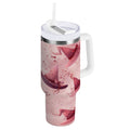30 oz Insulated Stainless Steel Tumbler Double Wall Stainless Steel Tumbler with 2-Way Drinking Hats with Delicate Bows C679Q