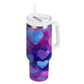 30 oz Insulated Stainless Steel Tumbler Double Wall Stainless Steel Tumbler with 2-Way Drinking Indigo and Violet Hearts C479N