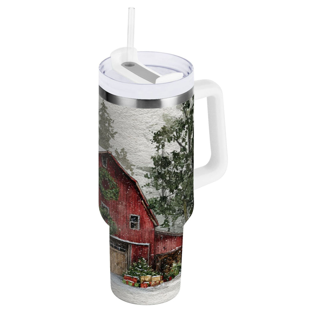 30 oz Insulated Stainless Steel Tumbler Double Wall Stainless Steel Tumbler with 2-Way Drinking Old Red Barn C592S