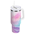 30 oz Insulated Stainless Steel Tumbler Double Wall Stainless Steel Tumbler with 2-Way Drinking Pastel Pink Marble Texture C614P