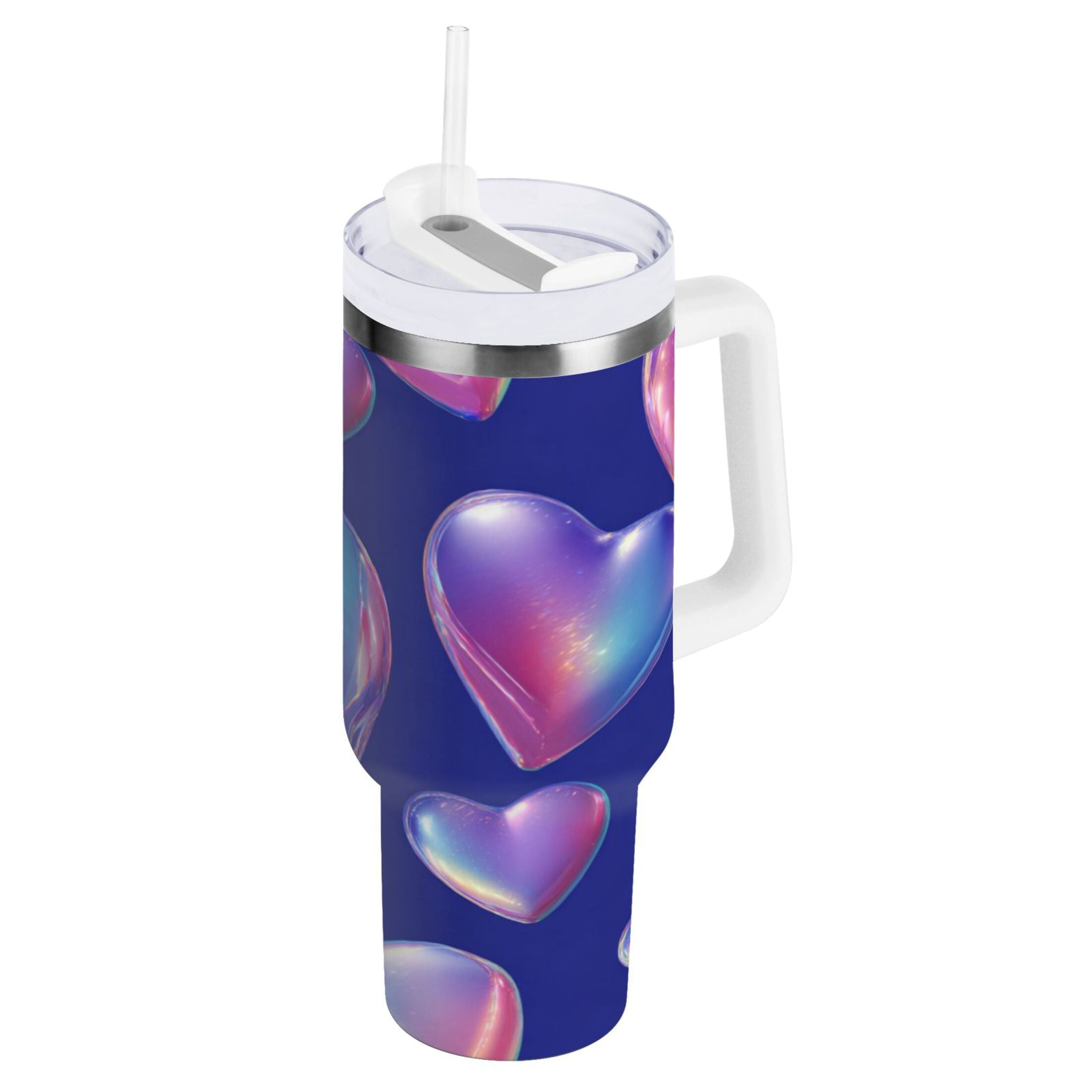 30 oz Insulated Stainless Steel Tumbler Double Wall Stainless Steel Tumbler with 2-Way Drinking Pink-purple Hearts C508Y