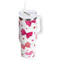 30 oz Insulated Stainless Steel Tumbler Double Wall Stainless Steel Tumbler with 2-Way Drinking Red and Pink Bows C595K