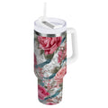 30 oz Insulated Stainless Steel Tumbler Double Wall Stainless Steel Tumbler with 2-Way Drinking Roses and Ribbons C675M