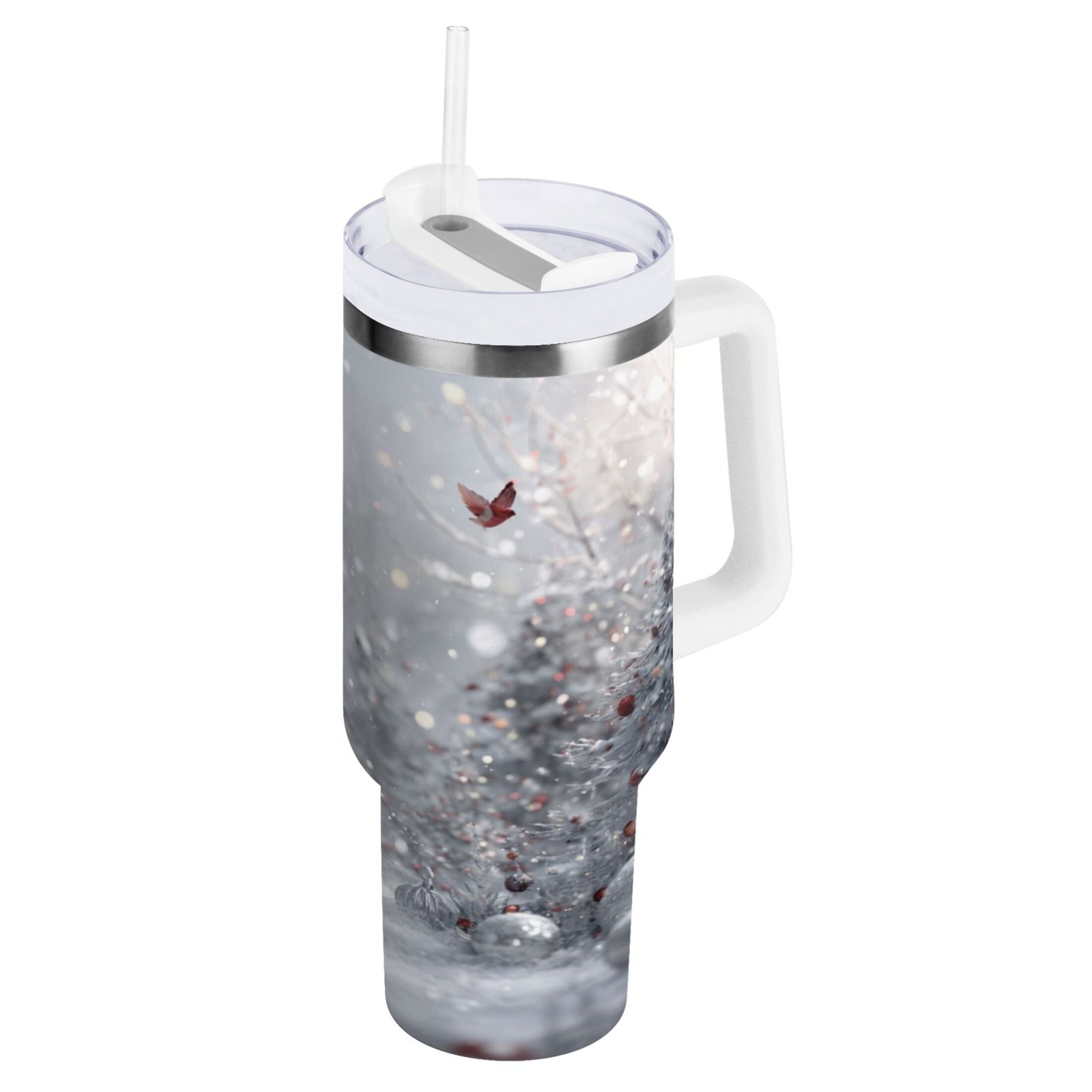 30 oz Insulated Stainless Steel Tumbler Double Wall Stainless Steel Tumbler with 2-Way Drinking Snowy Winter Landscape C557U