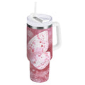 30 oz Insulated Stainless Steel Tumbler Double Wall Stainless Steel Tumbler with 2-Way Drinking Soft Pink Butterfly C561Z