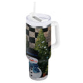 30 oz Insulated Stainless Steel Tumbler Double Wall Stainless Steel Tumbler with 2-Way Drinking Two Snowmen Pattern C501A