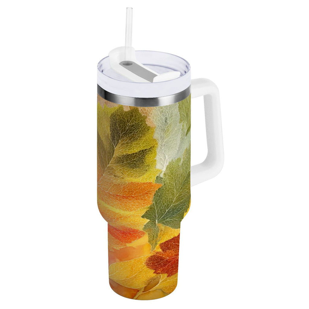 30 oz Insulated Stainless Steel Tumbler Double Wall Stainless Steel Tumbler with 2-Way Drinking Various Shades Autumn Leaves C590U