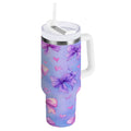 30 oz Insulated Stainless Steel Tumbler Double Wall Stainless Steel Tumbler with 2-Way Drinking Watercolor Bows Pattern C627L