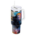 30 oz Insulated Stainless Steel Tumbler Double Wall Stainless Steel Tumbler with 2-Way Drinking Watercolor Calico Cat C465L
