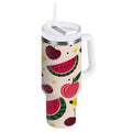 30 oz Insulated Stainless Steel Tumbler Double Wall Stainless Steel Tumbler with 2-Way Drinking Watermelon and Cherries C579V