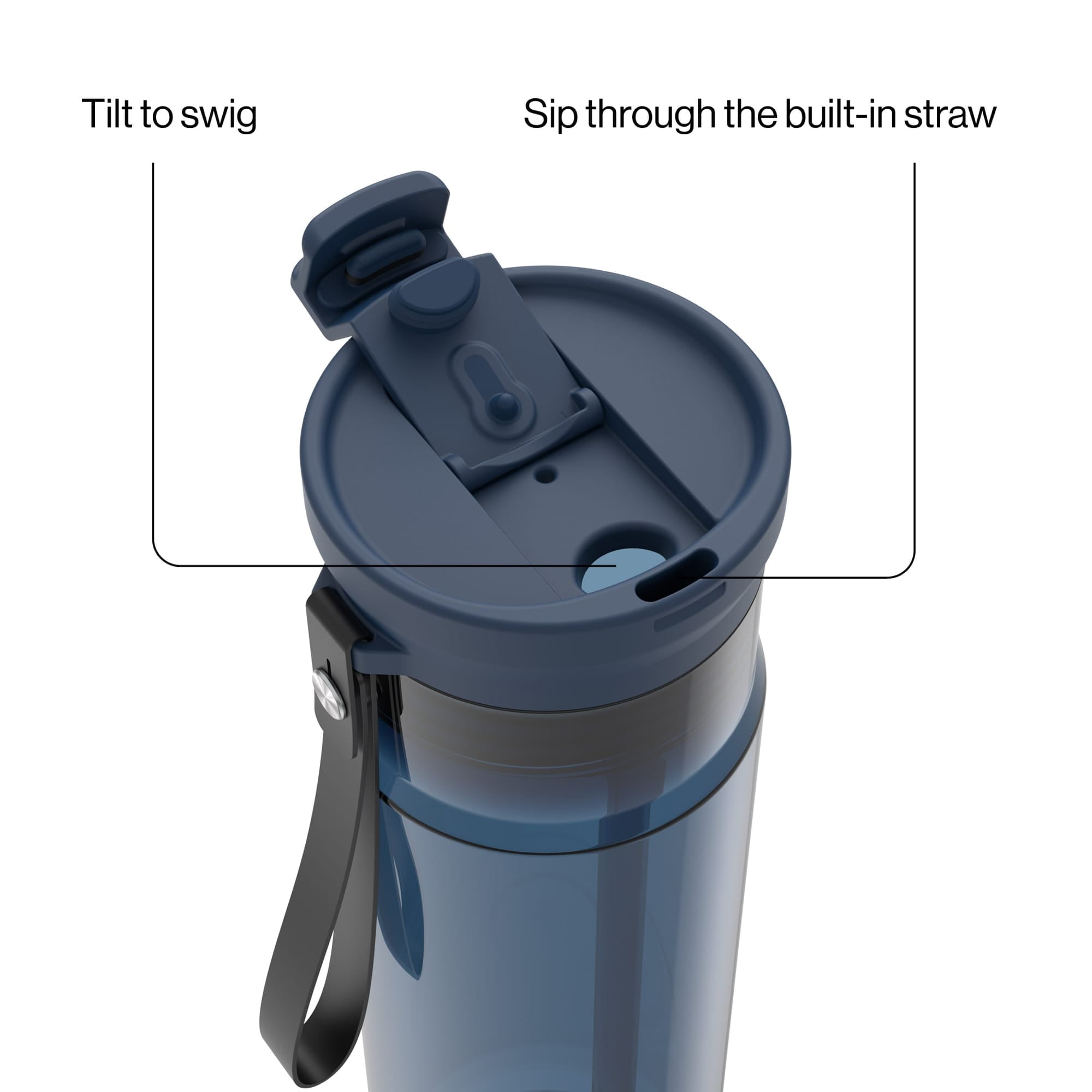 Contigo DualSip Leakproof Plastic Reusable Water Bottle with Carrying Strap, Cream/Clear, 28 oz C036S