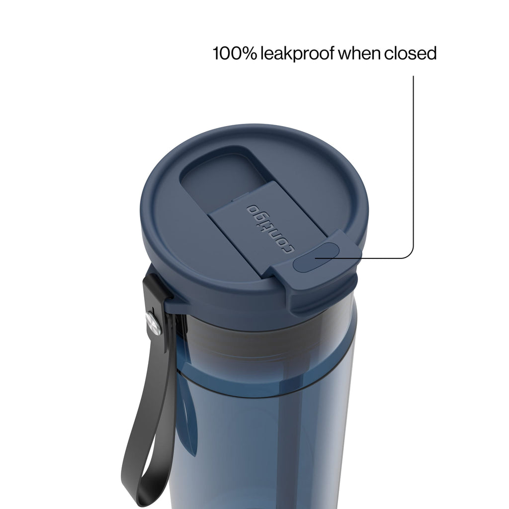 Contigo DualSip Leakproof Plastic Reusable Water Bottle with Carrying Strap, Cream/Clear, 28 oz C036S