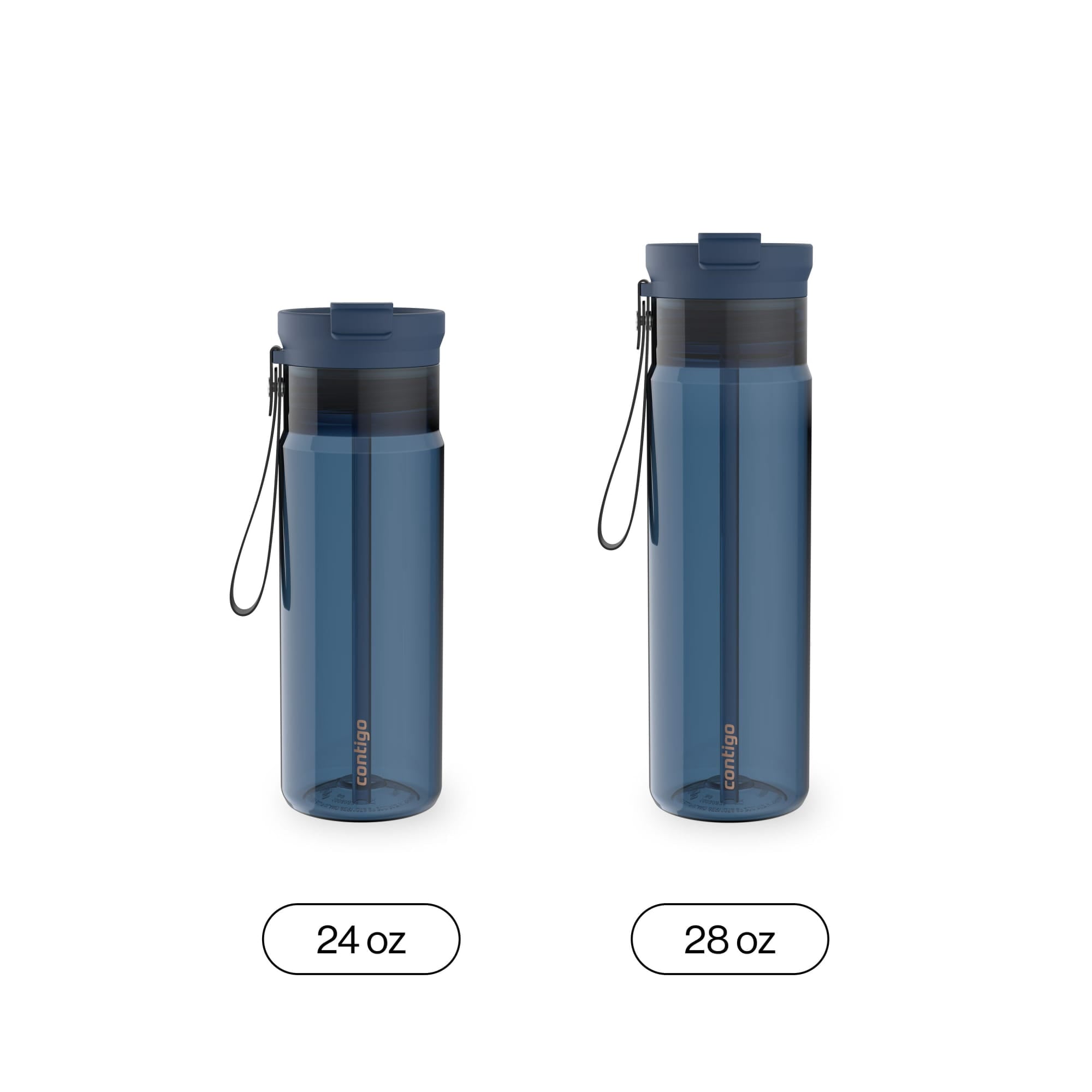Contigo DualSip Leakproof Plastic Reusable Water Bottle with Carrying Strap, Cream/Clear, 28 oz C036S