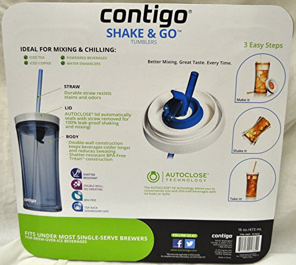 Contigo Shake &amp; Go Plastic Tumblers - Set of 3 (Lavender Orange &amp; Clear) C089Y