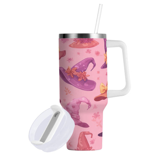 30 oz Insulated Stainless Steel Tumbler Double Wall Stainless Steel Tumbler with 2-Way Drinking Colorful Hat Pattern C543A