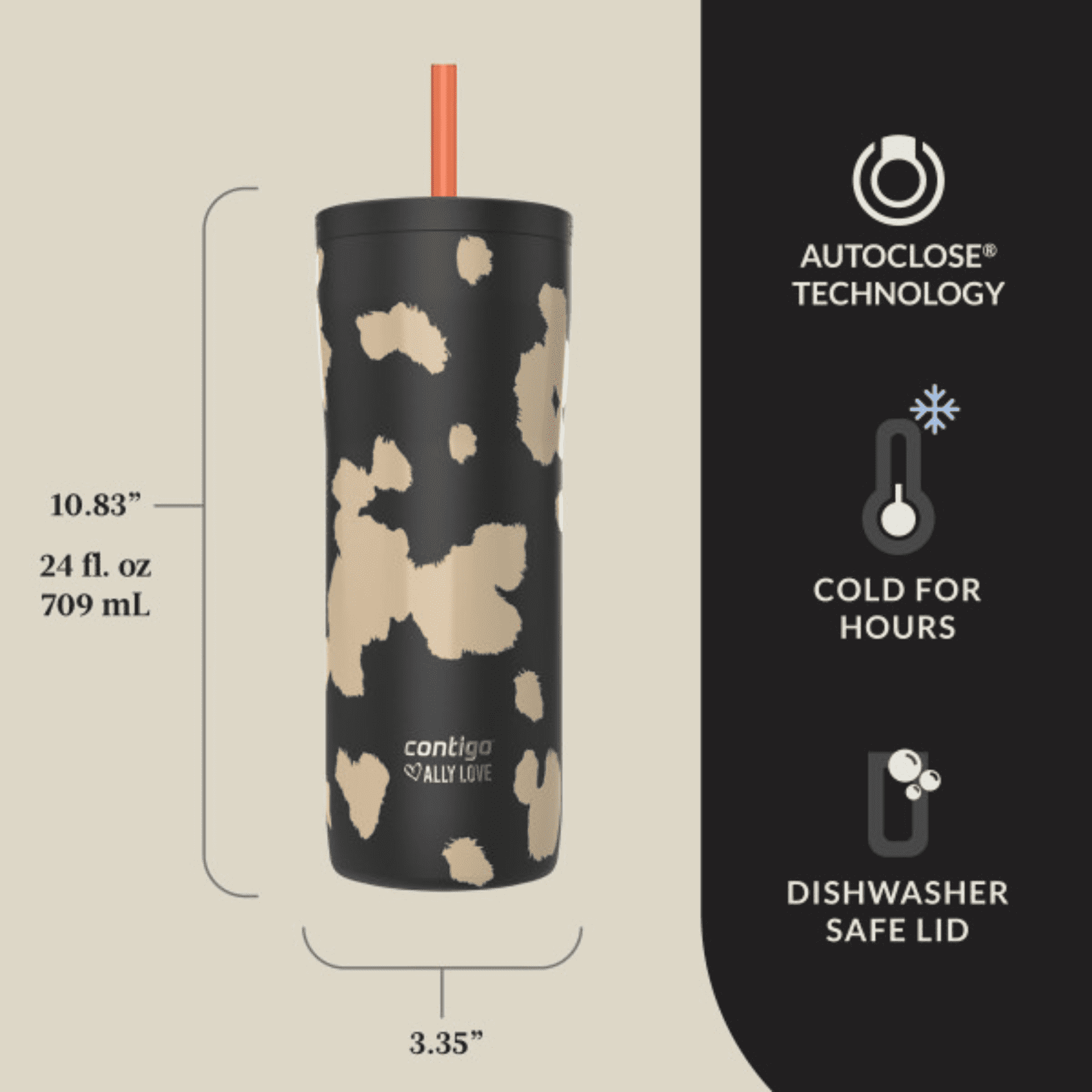 Contigo x Ally Love Streeterville 2.0 Stainless Steel Tumbler with Straw, 24 oz, Stellar Jay C112A