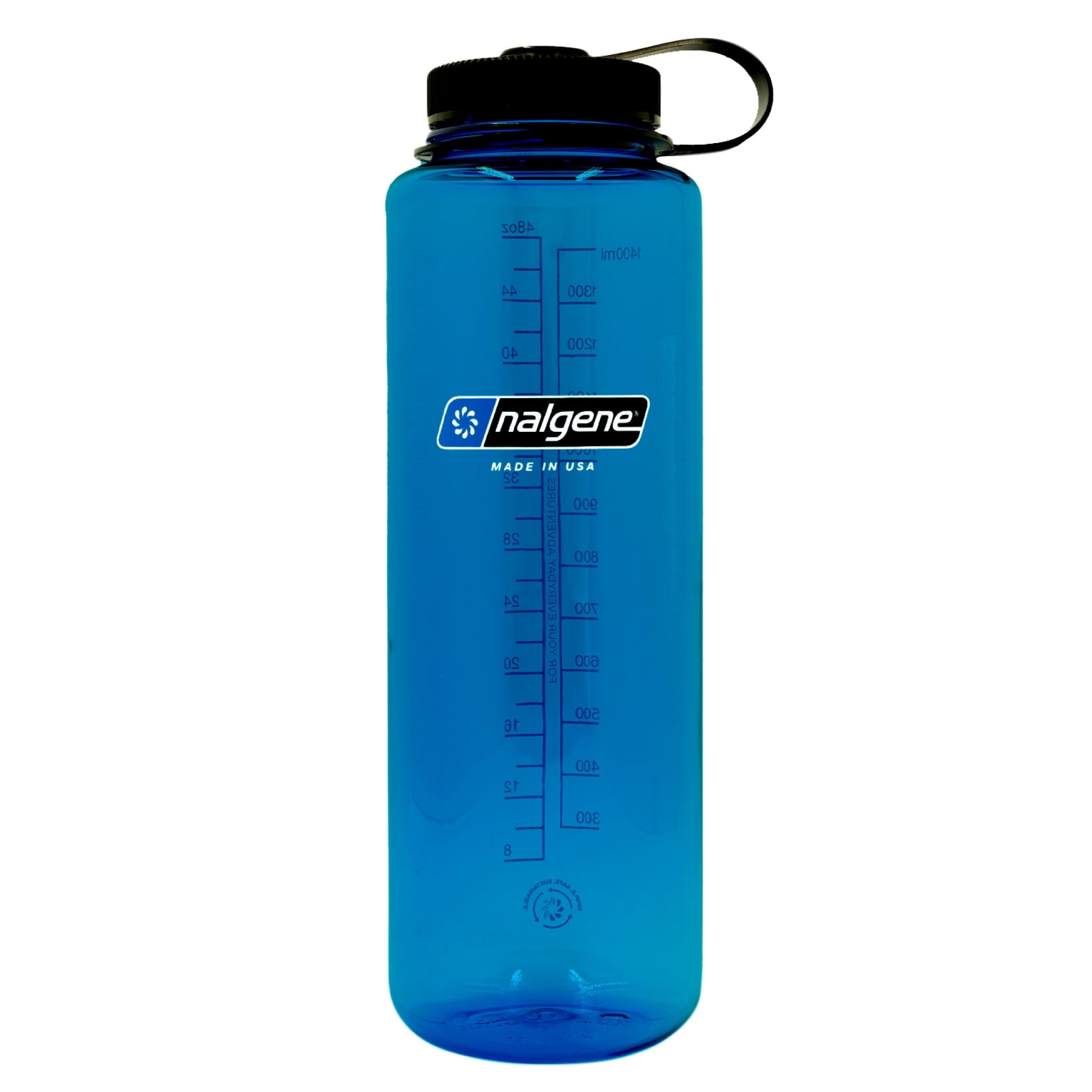 Nalgene Sustain Tritan BPA-Free Water Bottle Made with Material Derived from 50% Plastic Waste (using ISCC certified mass balance), 48 OZ, Wide Mouth, Blue C147G